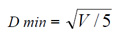 Dmin = radice quadrata di V/5